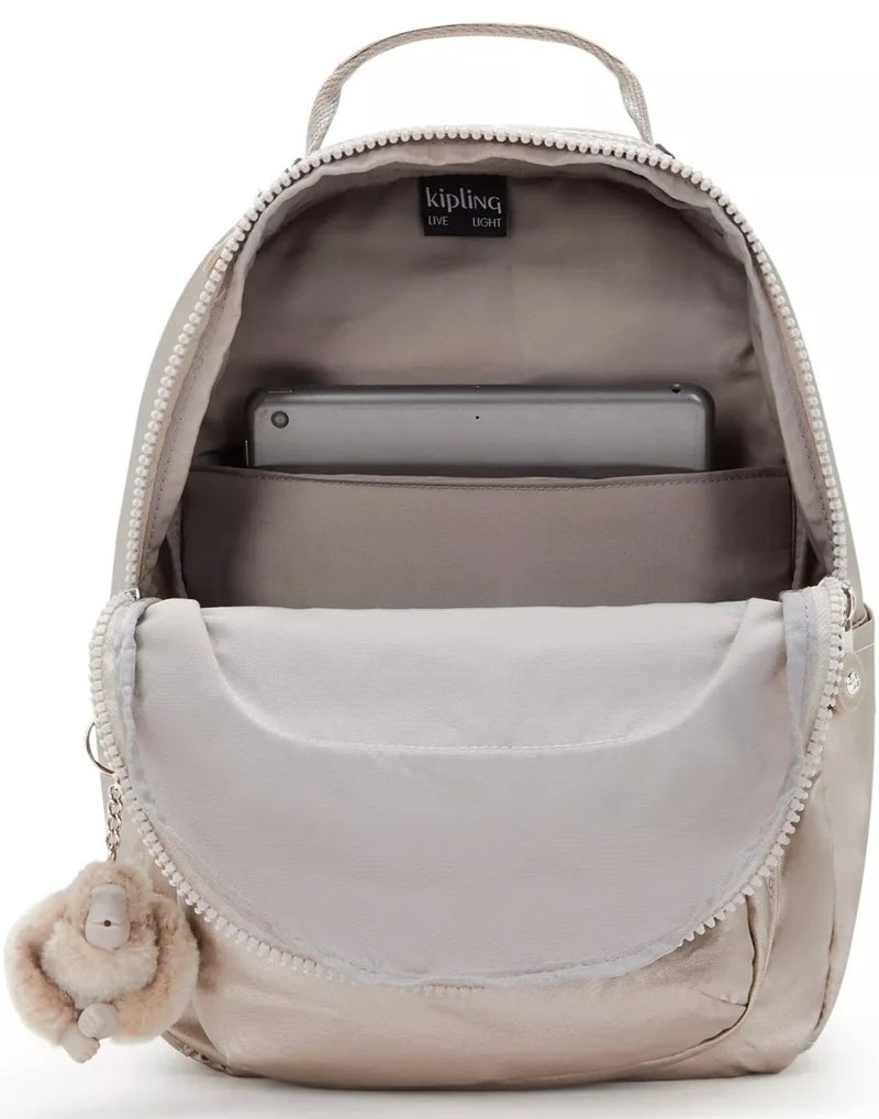 كيبلينغ حقيبة ظهر صغيرة نسائية من سيول مع جيب لوحي - لمعان معدني - Image 3